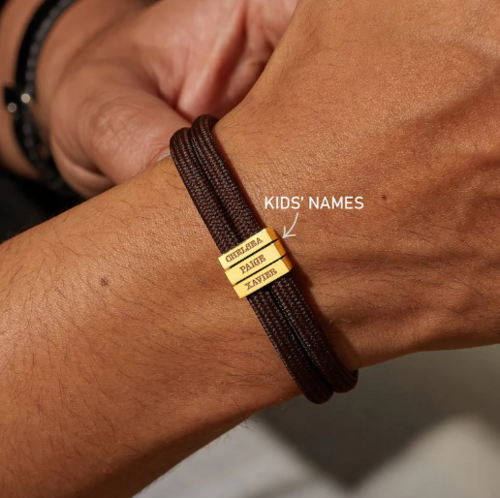 Bracelet en paracorde pour papa personnalisé avec les prénoms des enfants